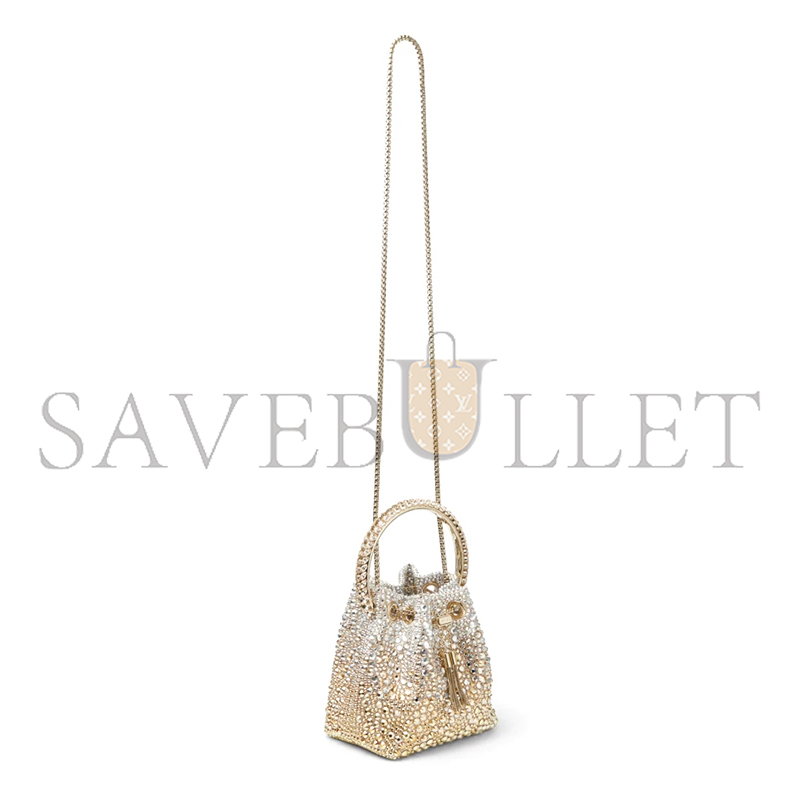 J1m*y Ch00 bon bon gold satin crystal handbag bonbonxdr (15*14*9.5cm)
